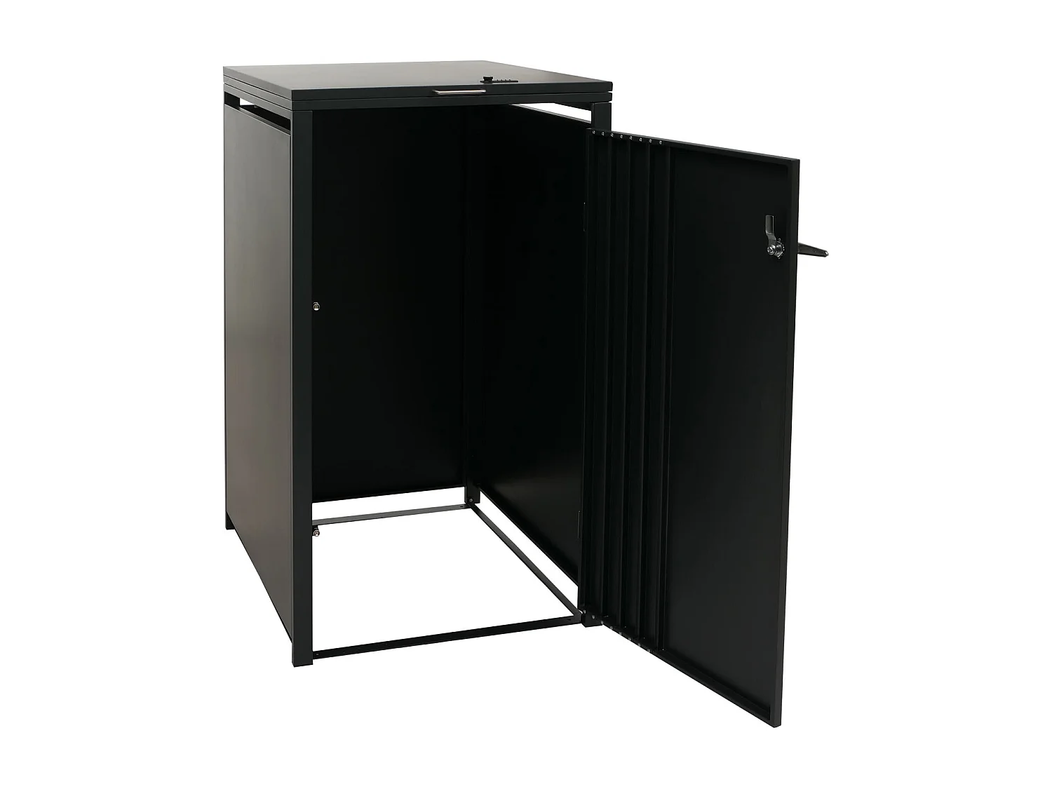 Copribidone singolo MCW-O67, copricassonetto con coperchio, metallo 122x68x84 cm 35 kg ~ antracite effetto legno scuro