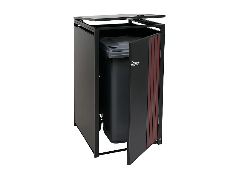 1er-Mülltonnenverkleidung MCW-O67, Anthrazit Holzoptik dunkel