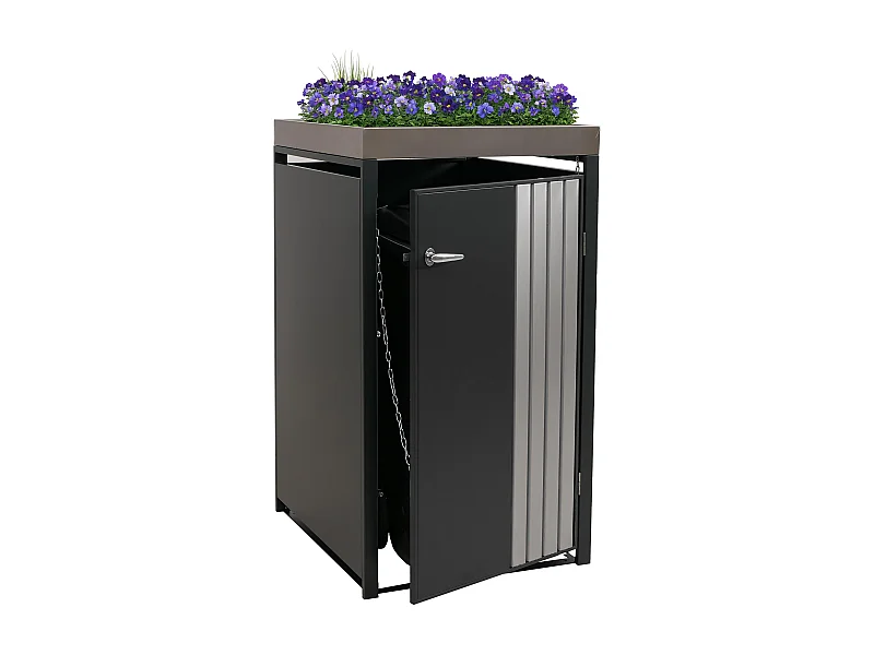 1-persoons afvalcontaineromkasting MCW-O67,  antraciet roestvrij staal