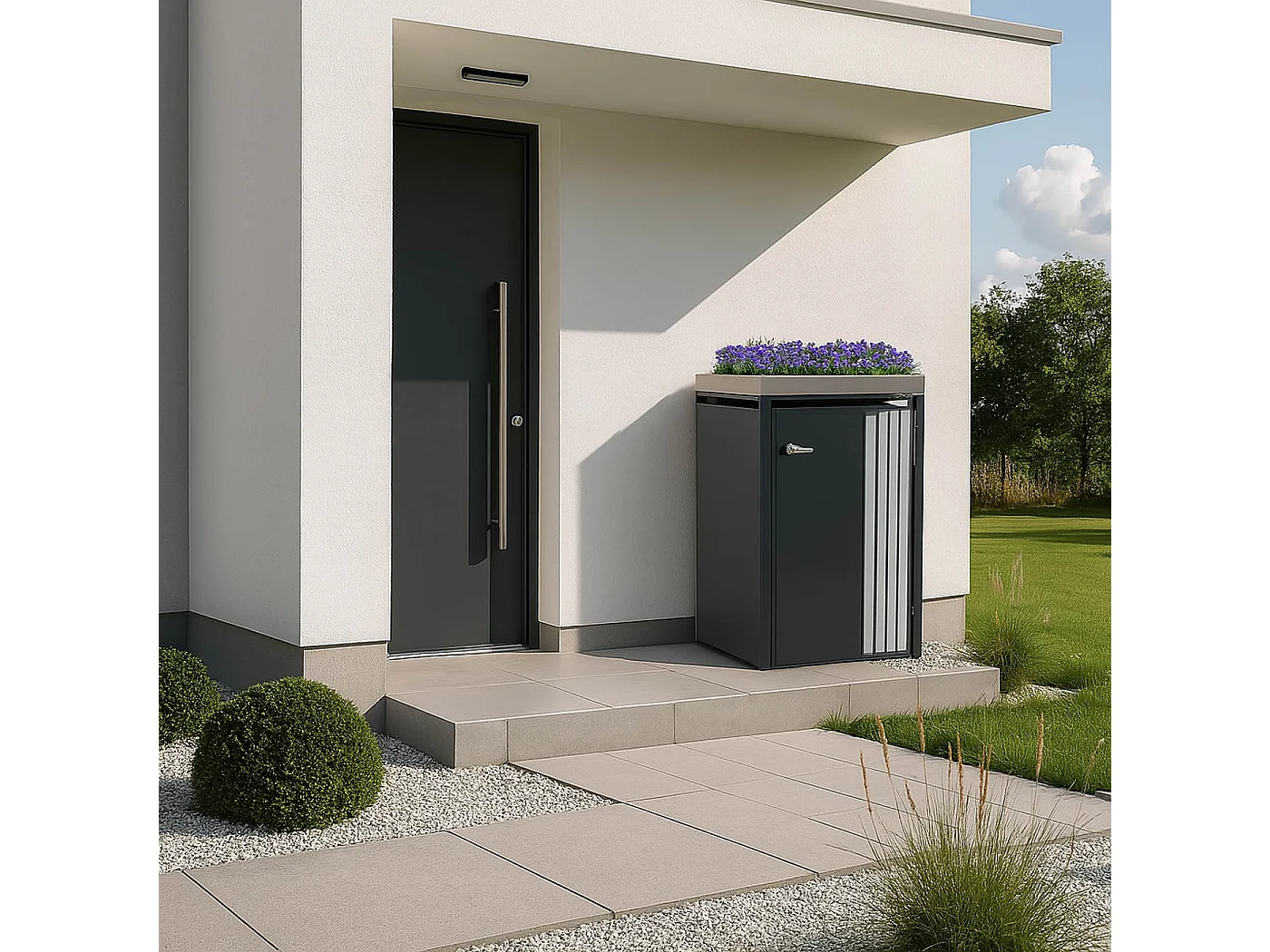 Osłona na pojemnik na śmieci 1 MCW-O67,  antracyt Stal szlachetna