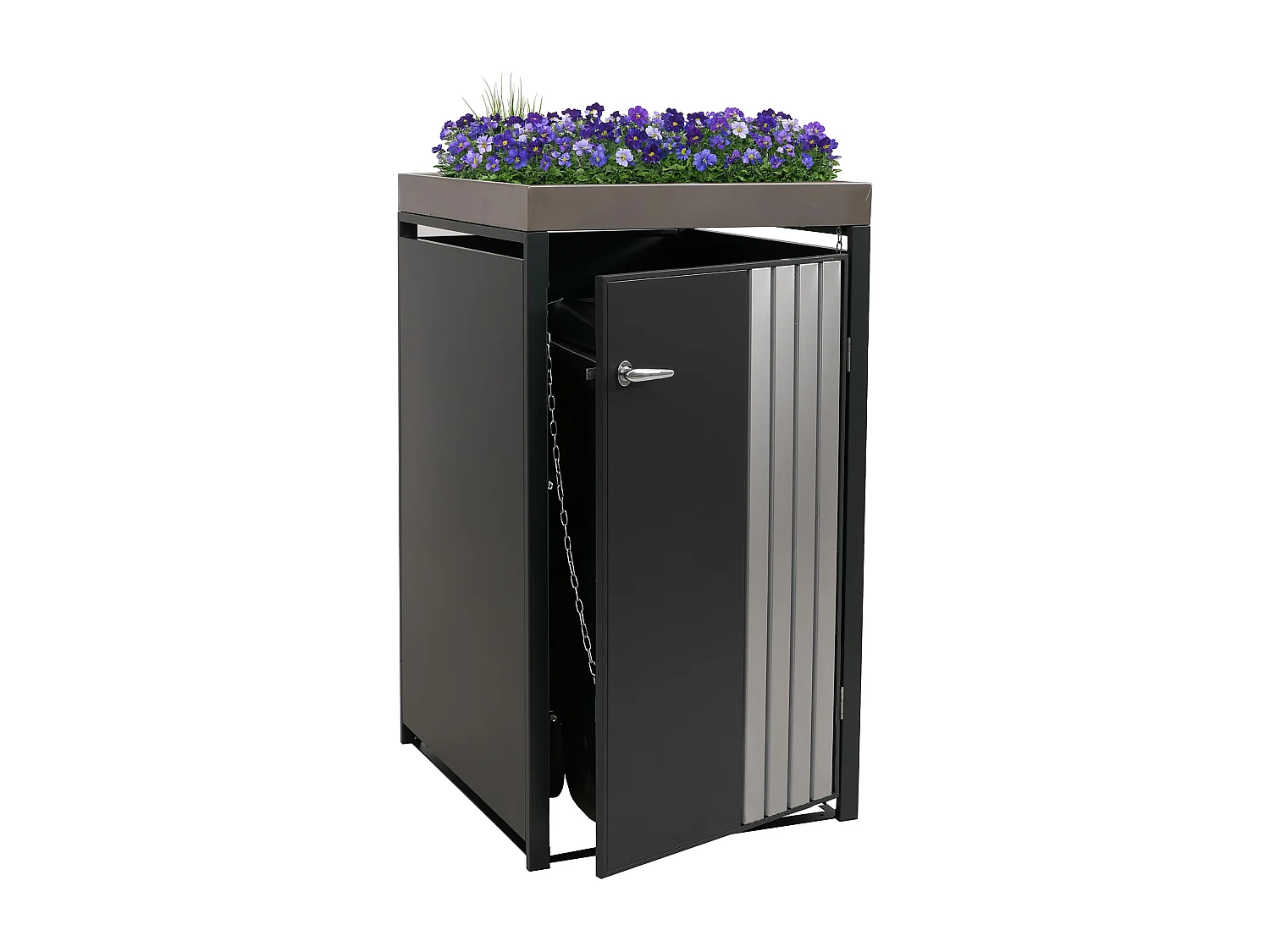 1er-Mülltonnenverkleidung MCW-O67, Anthrazit Edelstahl