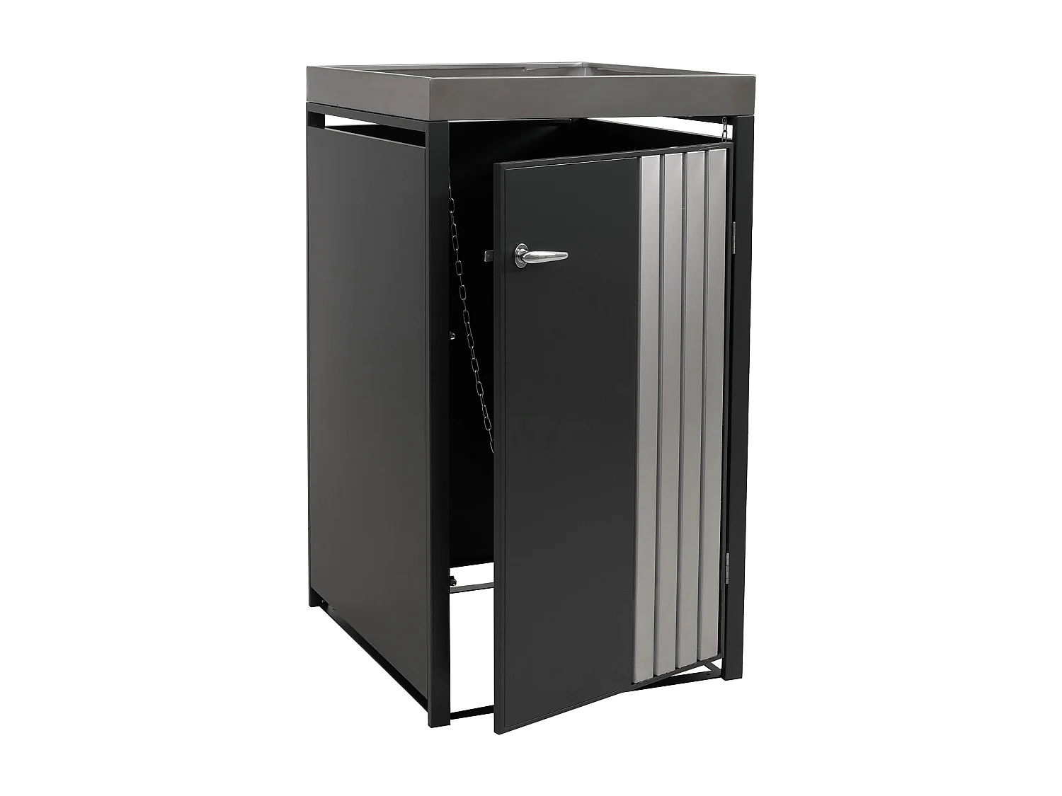 1er-Mülltonnenverkleidung MCW-O67, Anthrazit Edelstahl