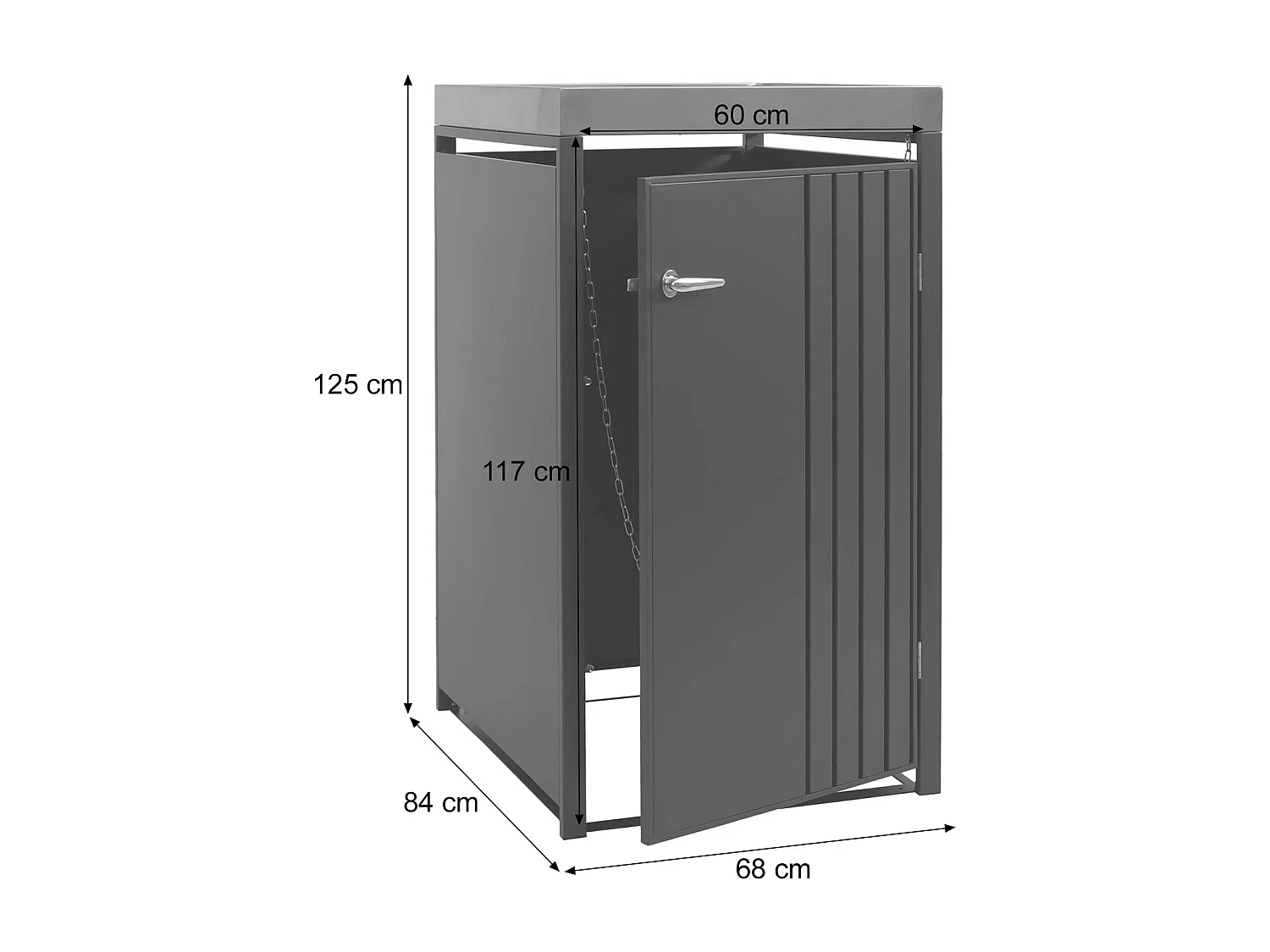 1er-Mülltonnenverkleidung MCW-O67, Anthrazit Edelstahl