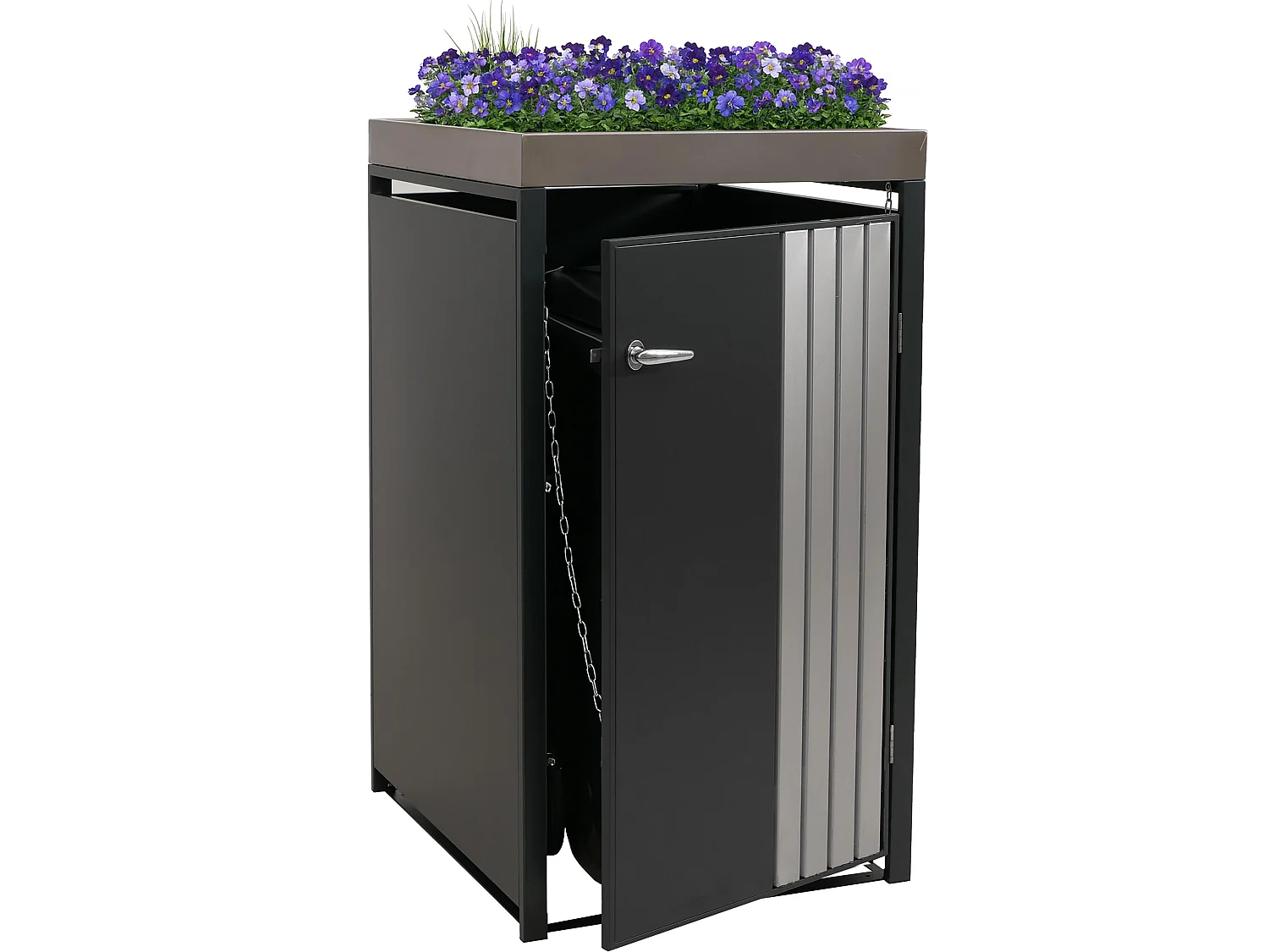 1-persoons afvalcontaineromkasting MCW-O67,  antraciet roestvrij staal