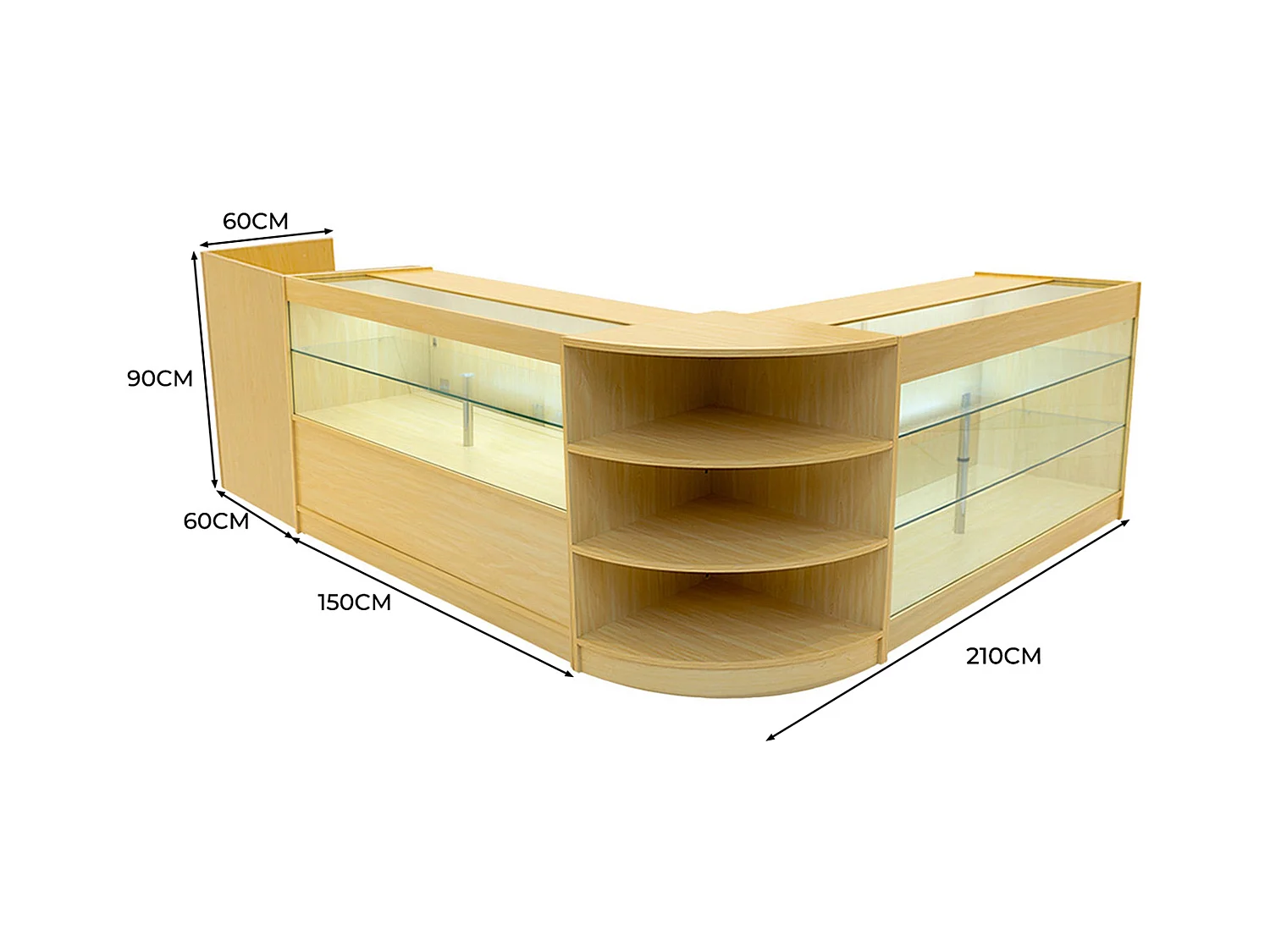 Theia LED Winkel Toonbank Set K1500, C1500, TB60 & LM60 - Esdoorn