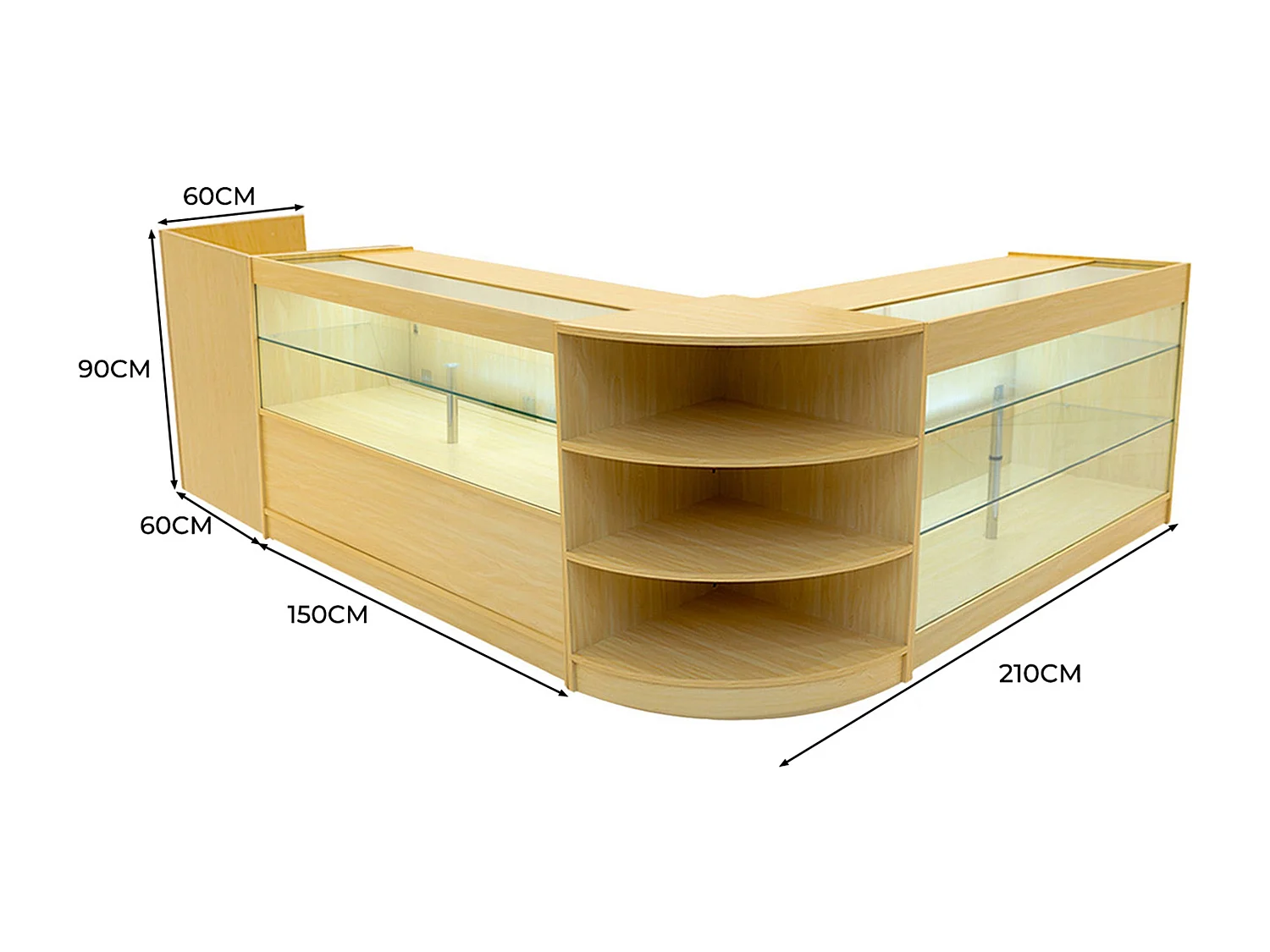 Set Banconi Acero Theia LED K1500 C1500 LM60 TB60 con Serratura e Vetrina