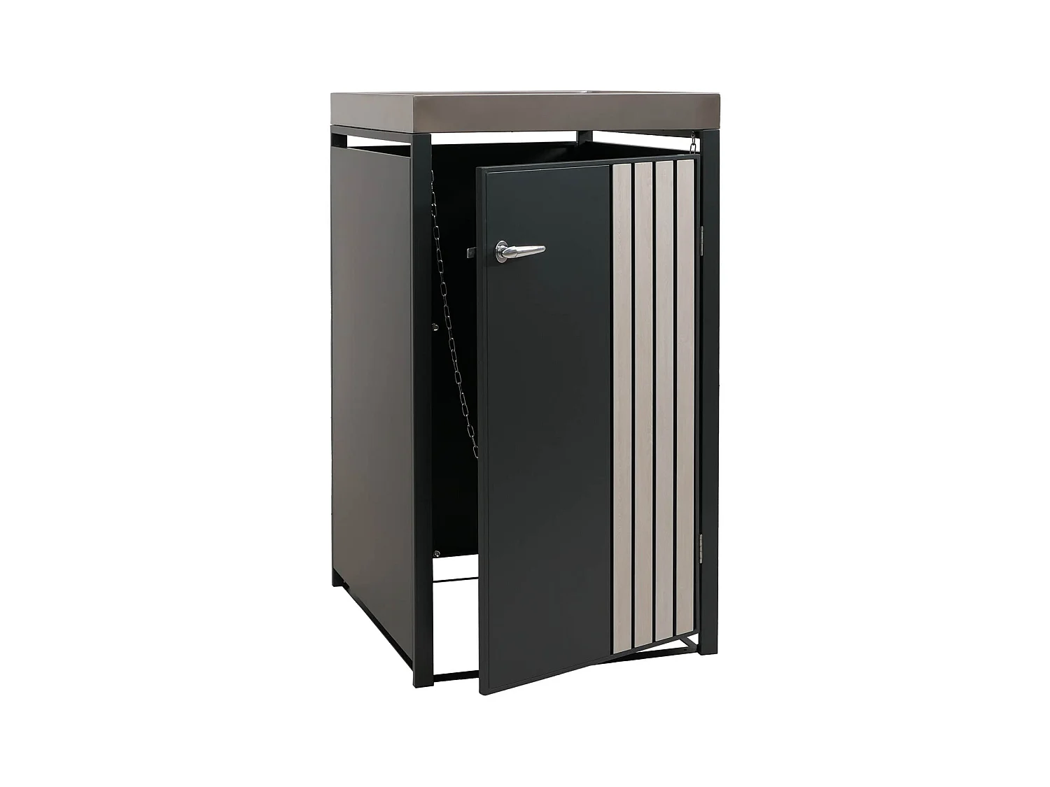 Osłona na pojemnik na śmieci 1 MCW-O67,  antracytowy, jasny wygląd drewna