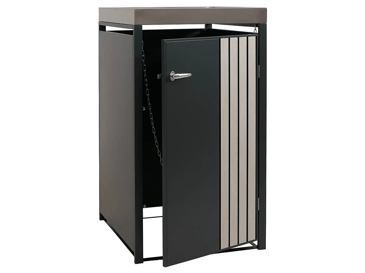 Osłona na pojemnik na śmieci 1 MCW-O67,  antracytowy, jasny wygląd drewna