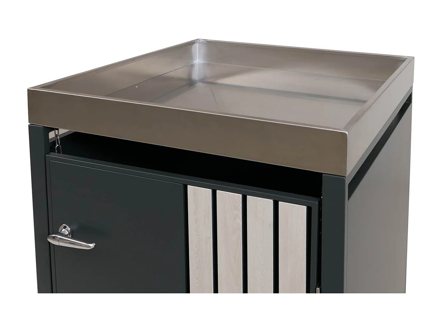 Osłona na pojemnik na śmieci 1 MCW-O67,  antracytowy, jasny wygląd drewna