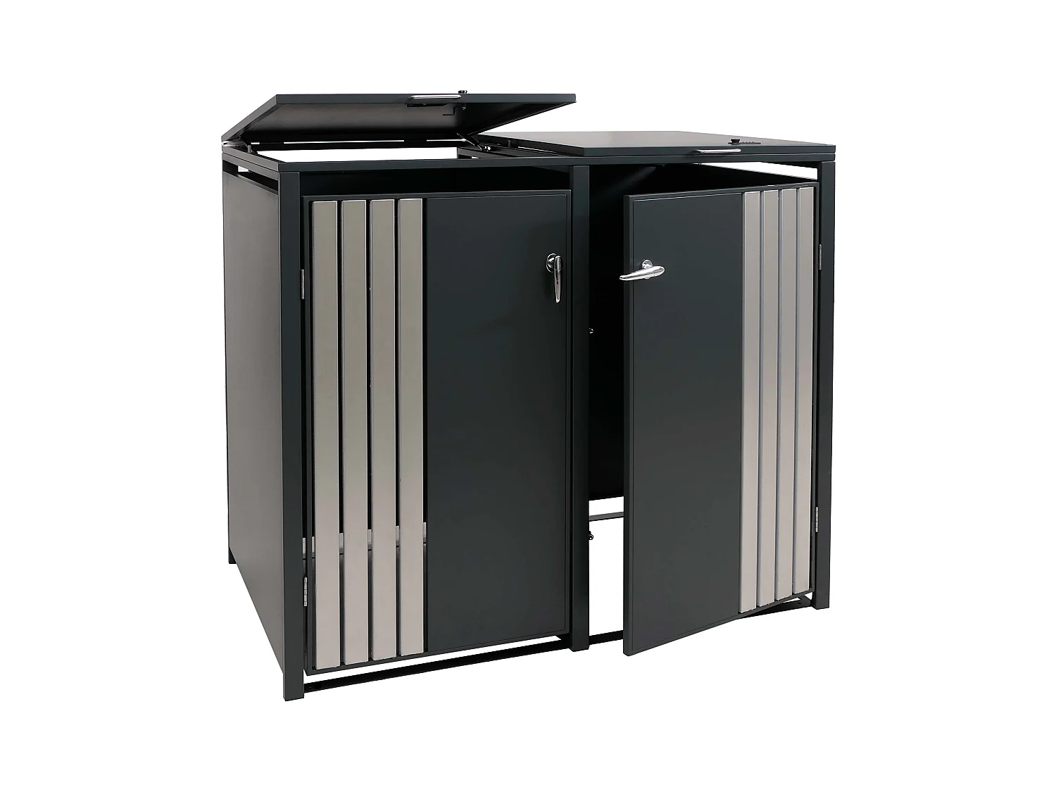 2er-Mülltonnenverkleidung MCW-O67, Anthrazit Edelstahl