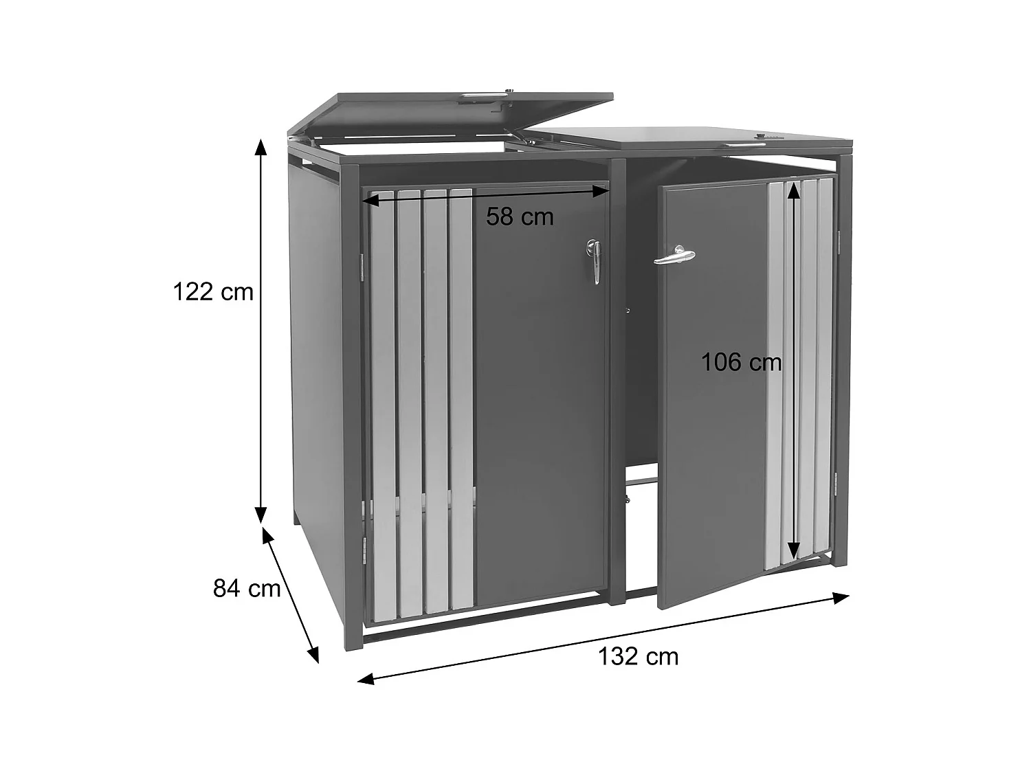 2er-Mülltonnenverkleidung MCW-O67, Anthrazit Edelstahl