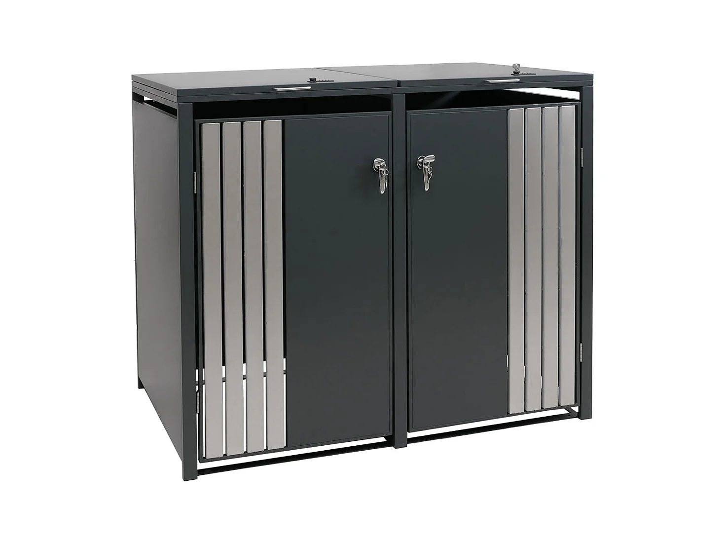 2er-Mülltonnenverkleidung MCW-O67, Anthrazit Edelstahl