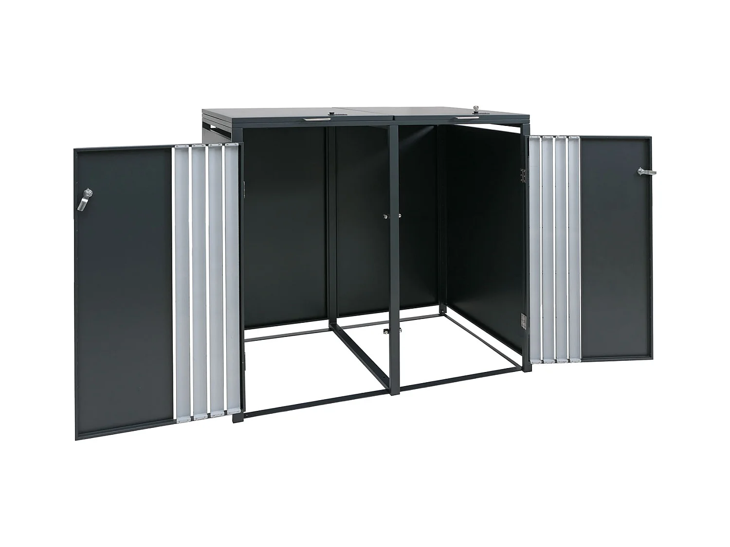 2er-Mülltonnenverkleidung MCW-O67, Anthrazit Edelstahl