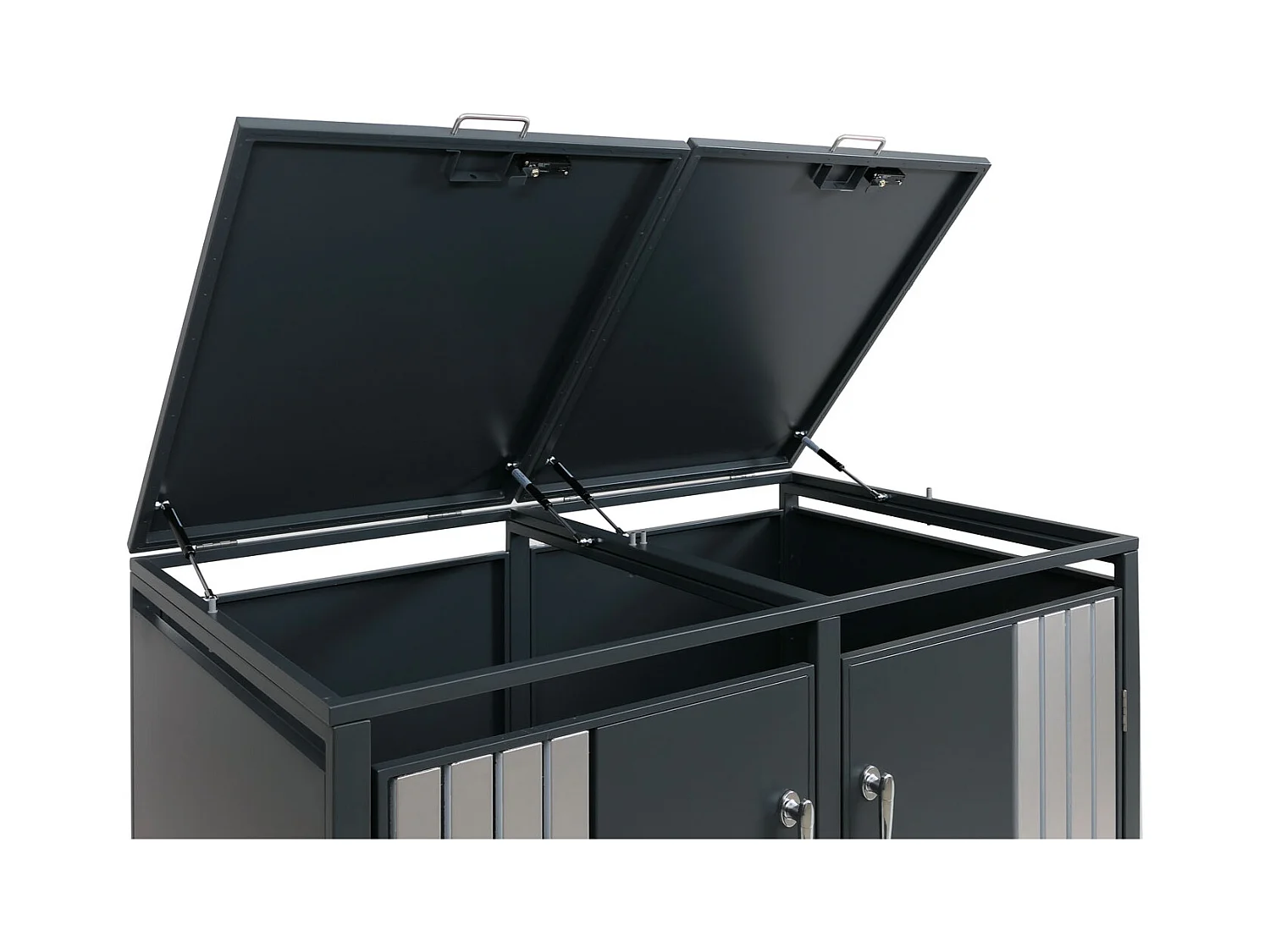 2er-Mülltonnenverkleidung MCW-O67, Anthrazit Edelstahl