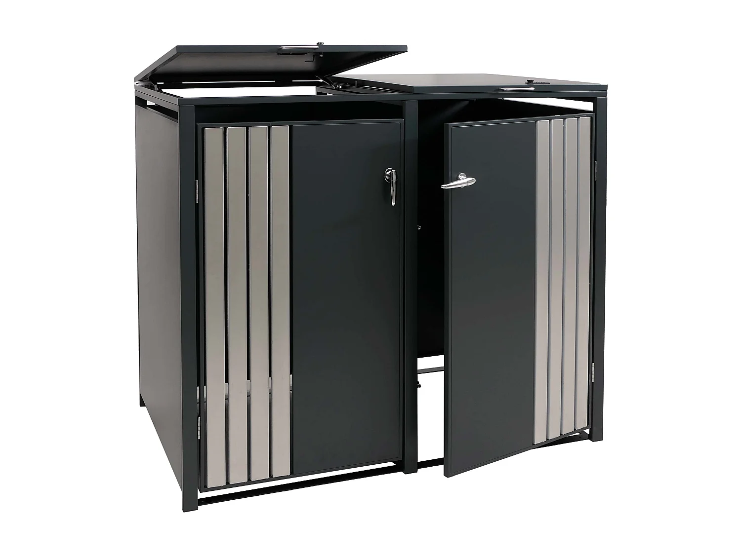 2er-Mülltonnenverkleidung MCW-O67, Anthrazit Edelstahl