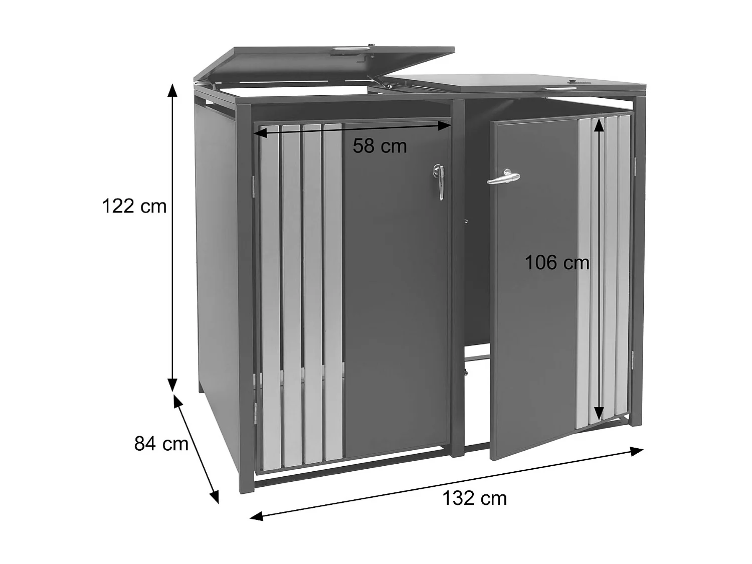 2er-Mülltonnenverkleidung MCW-O67, Anthrazit Edelstahl