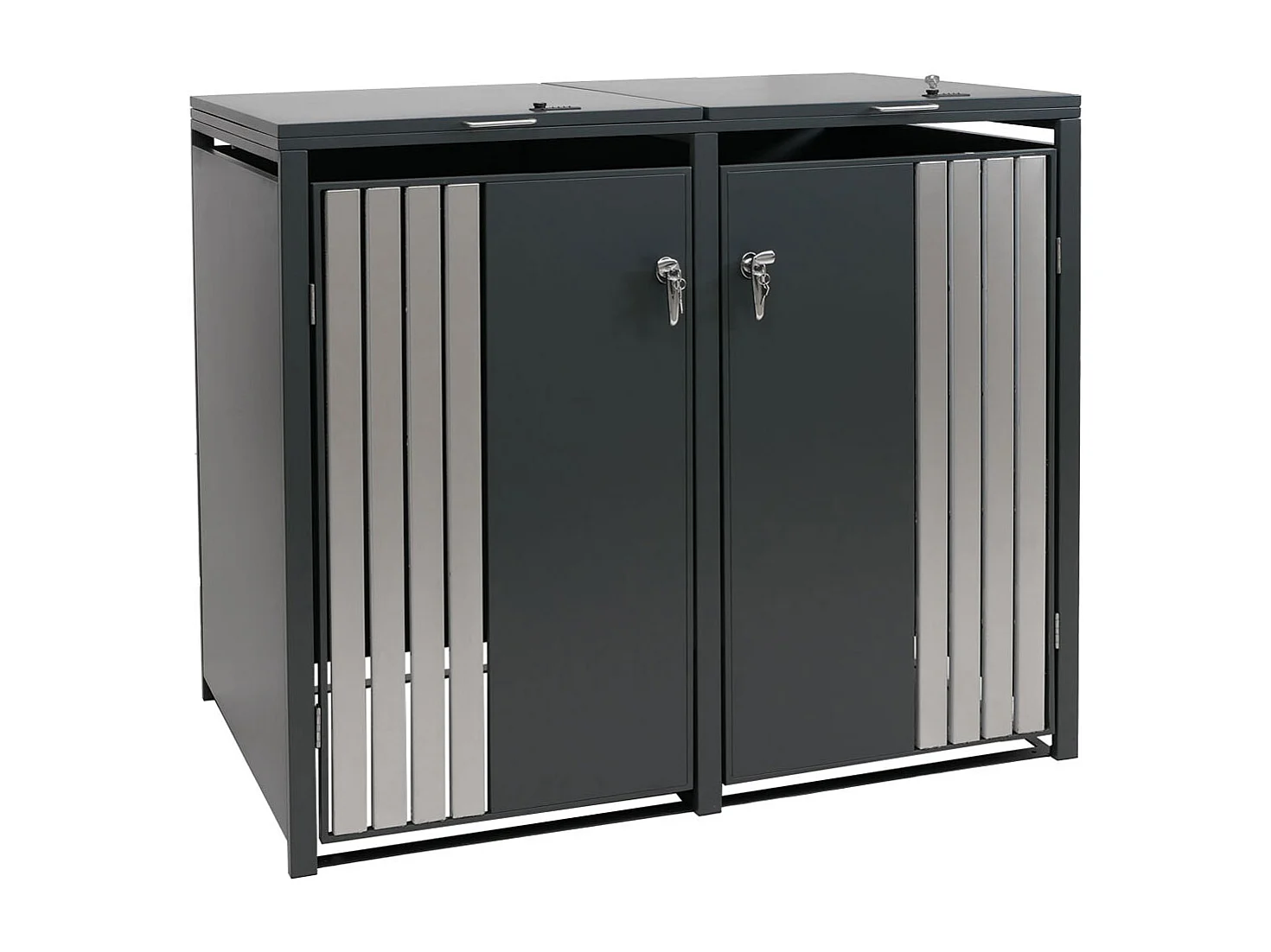 2er-Mülltonnenverkleidung MCW-O67, Anthrazit Edelstahl