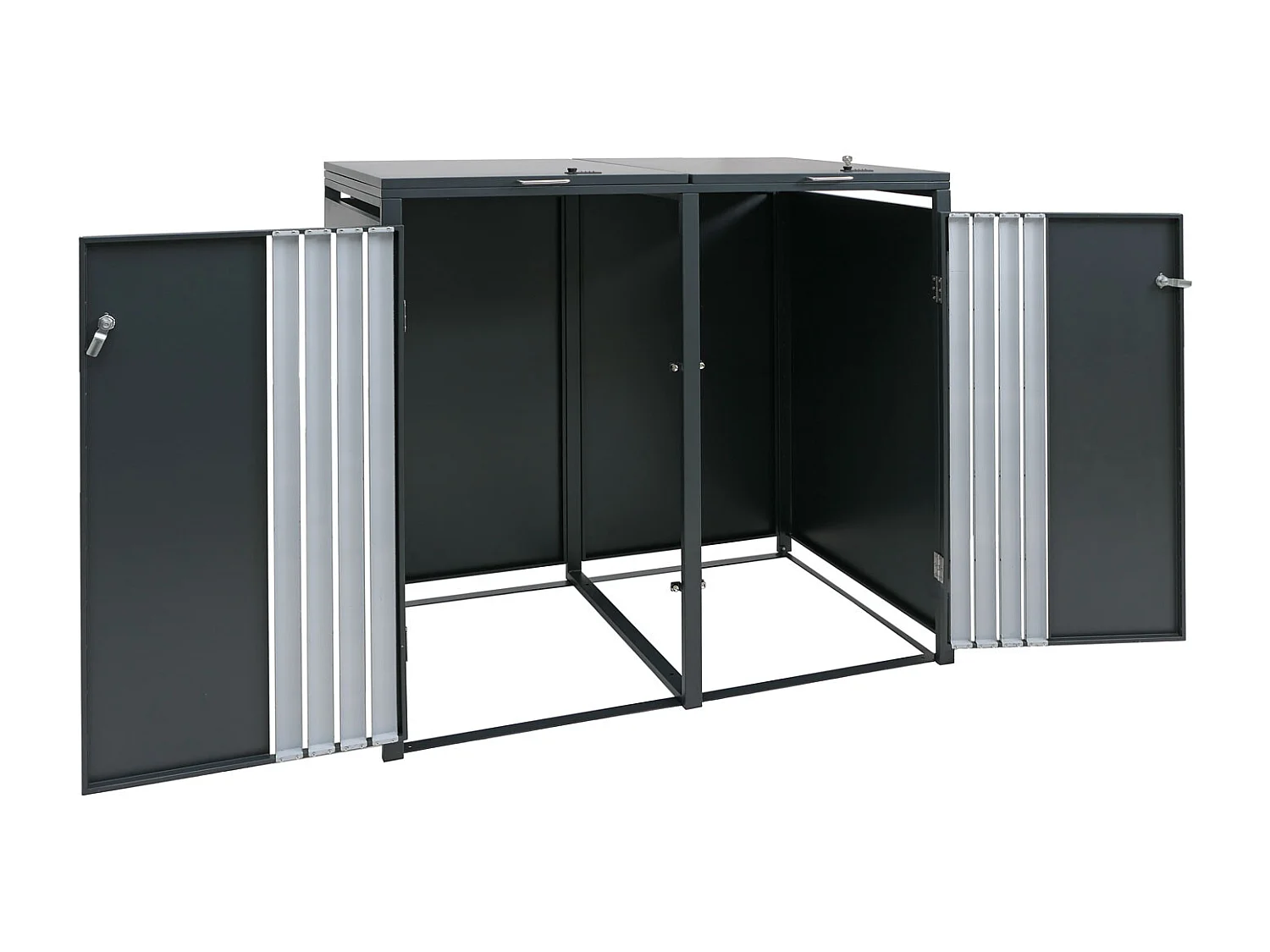 2er-Mülltonnenverkleidung MCW-O67, Anthrazit Edelstahl