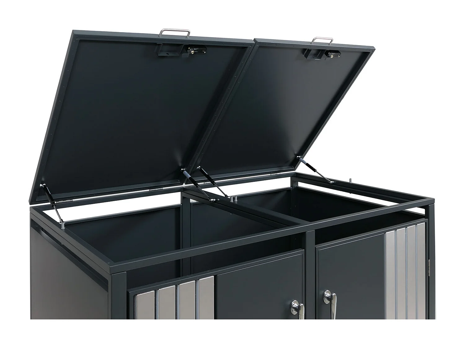 2er-Mülltonnenverkleidung MCW-O67, Anthrazit Edelstahl