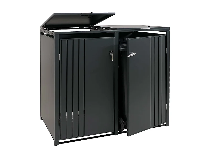 Copribidone doppio MCW-O67, copricassonetto con coperchio, metallo 122x132x84 cm 53 kg ~ antracite
