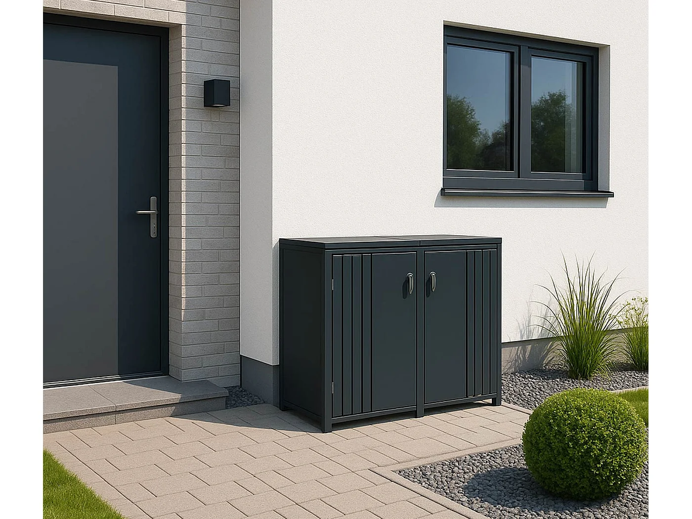 2er-Mülltonnenverkleidung MCW-O67, Anthrazit