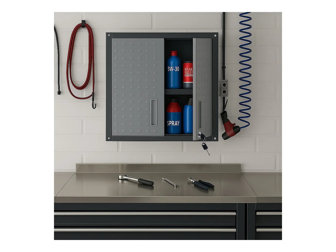 Szafka wisząca MCW-O52,  jasnoszara/ciemnoszara