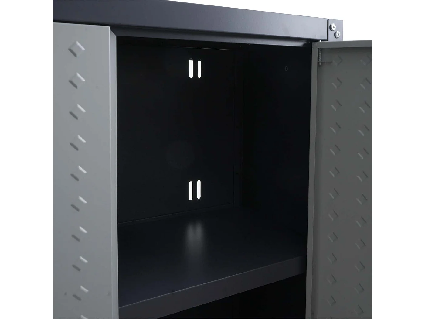 Armadio pensile MCW-O52, armadietto a muro, garage, con serratura, in acciaio 77x77x31cm ~ grigio chiaro/grigio scuro