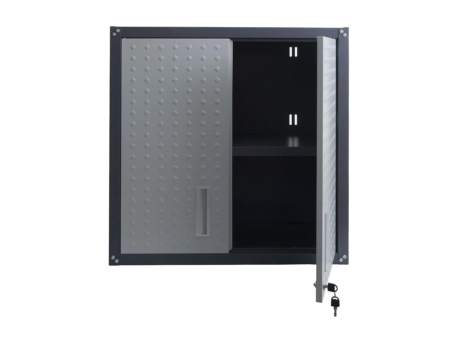 Armadio pensile MCW-O52, armadietto a muro, garage, con serratura, in acciaio 77x77x31cm ~ grigio chiaro/grigio scuro