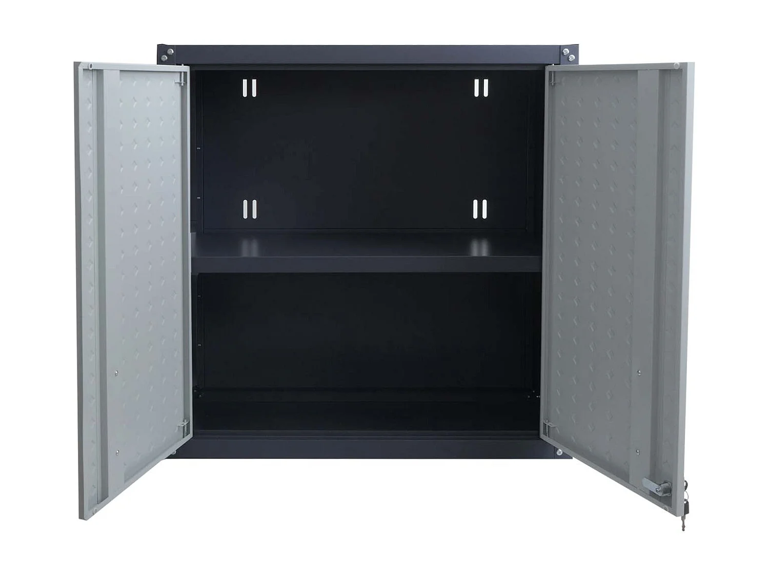 Armadio pensile MCW-O52, armadietto a muro, garage, con serratura, in acciaio 77x77x31cm ~ grigio chiaro/grigio scuro