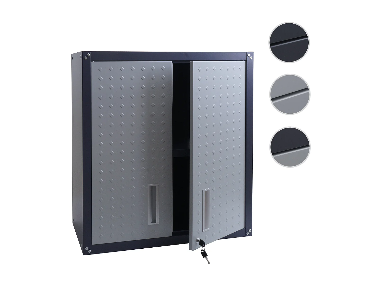 Armadio pensile MCW-O52, armadietto a muro, garage, con serratura, in acciaio 77x77x31cm ~ grigio chiaro/grigio scuro