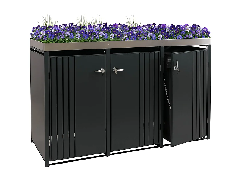 3er-Mülltonnenverkleidung MCW-O67, Anthrazit