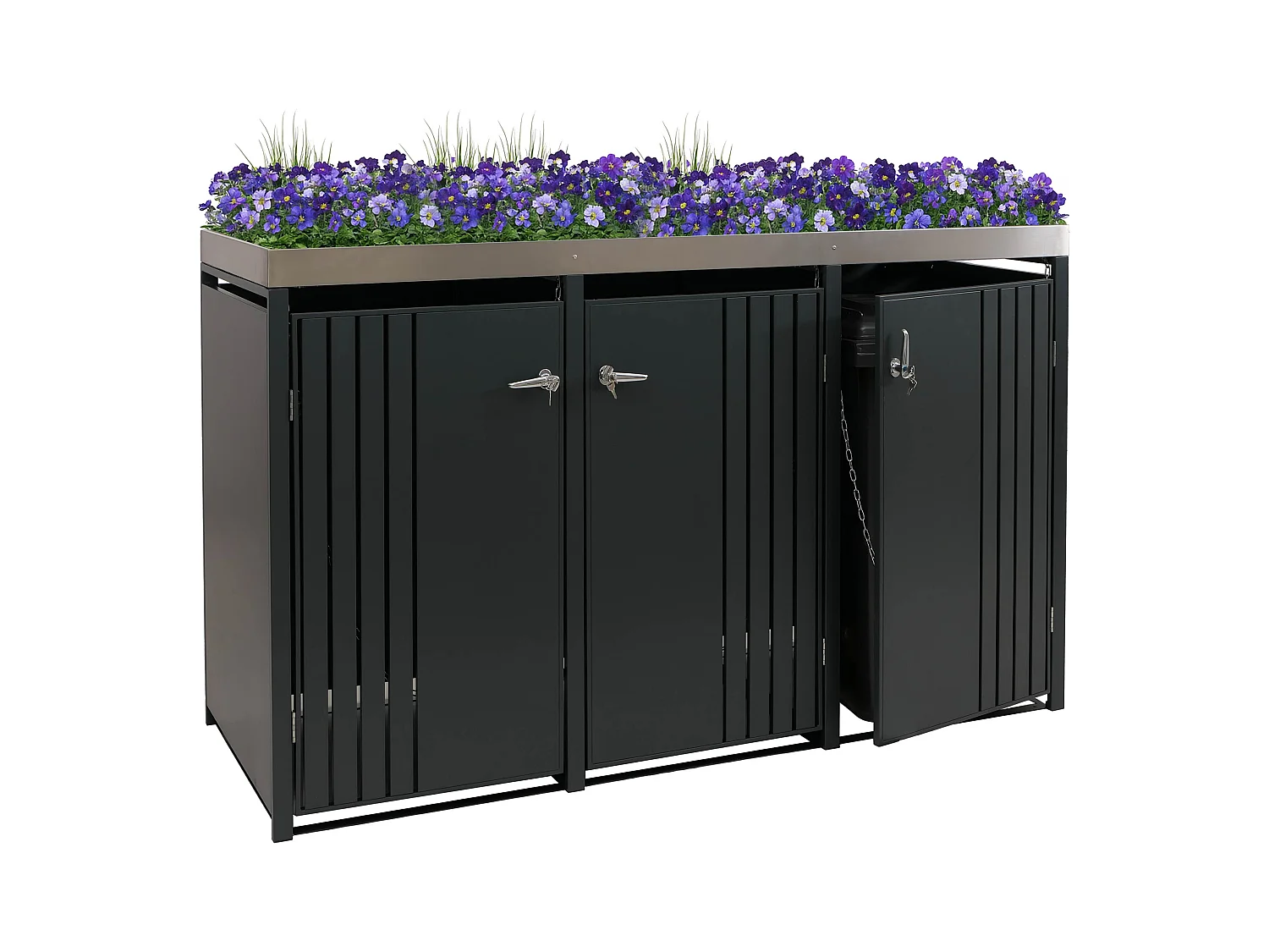 Osłona na trzy pojemniki na śmieci MCW-O67,  antracyt