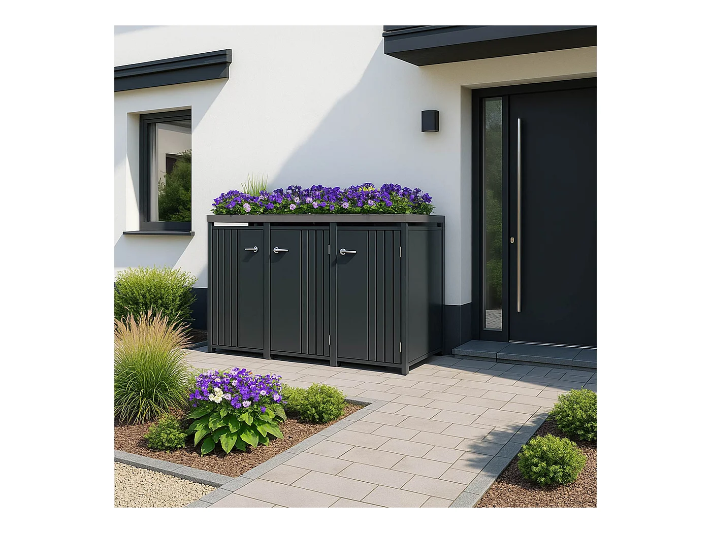 Osłona na trzy pojemniki na śmieci MCW-O67,  antracyt