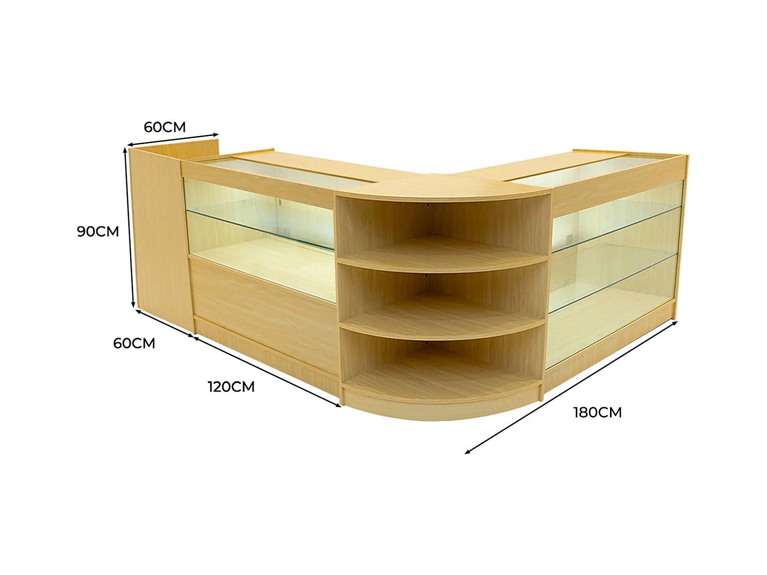 Theia LED Winkel Toonbank Set K1200, C1200, TB60 & LM60 - Esdoorn