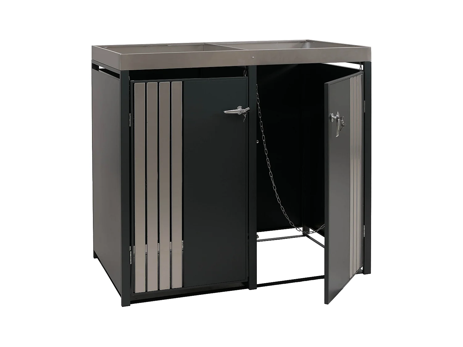 2er-Mülltonnenverkleidung MCW-O67, Anthrazit Edelstahl