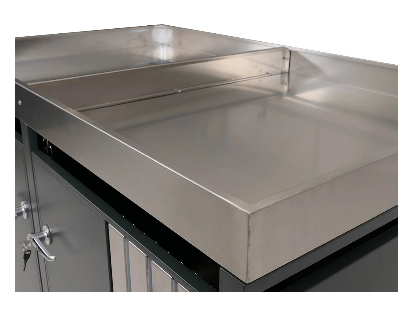 2er-Mülltonnenverkleidung MCW-O67, Anthrazit Edelstahl