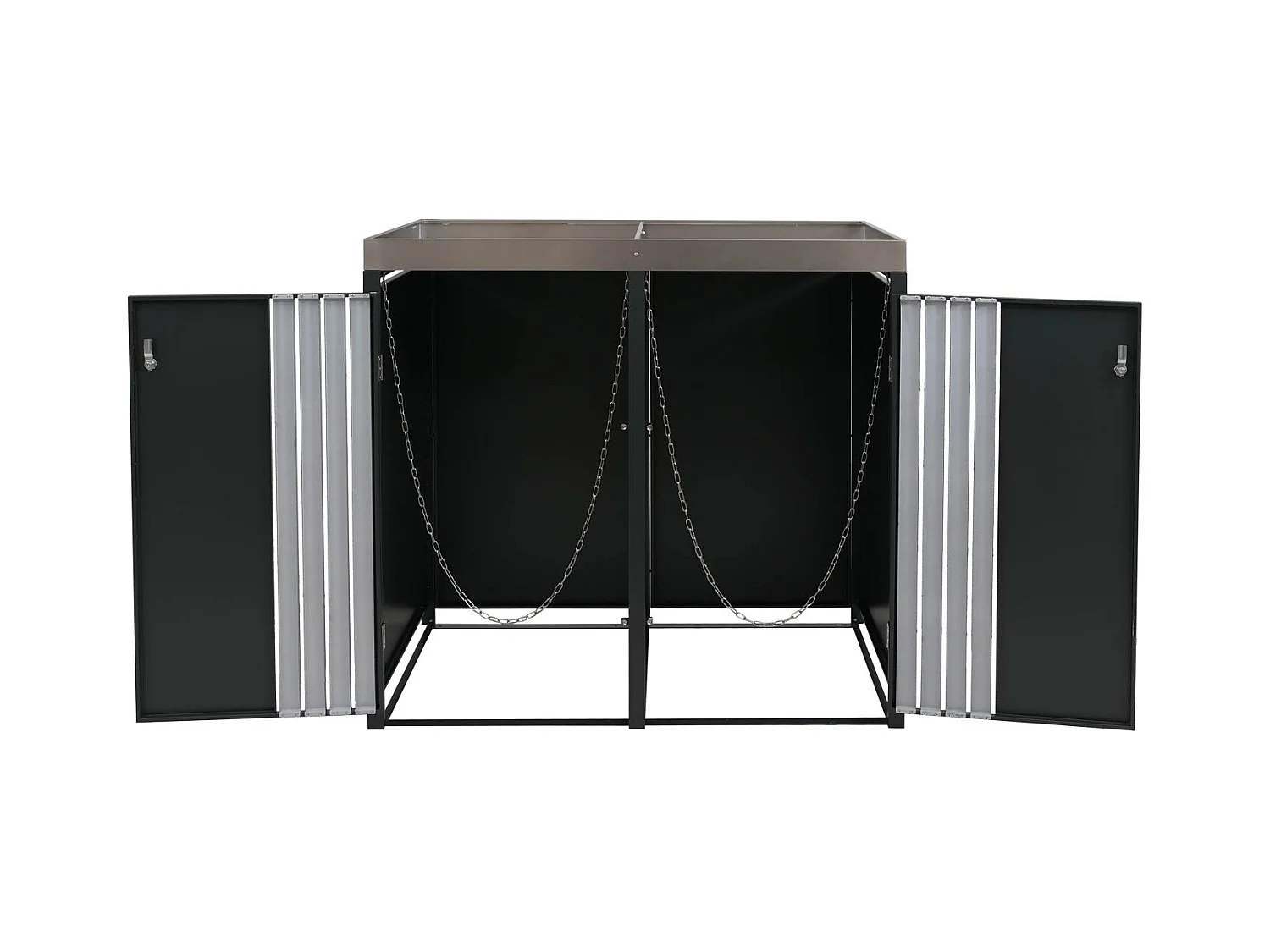 2er-Mülltonnenverkleidung MCW-O67, Anthrazit Edelstahl