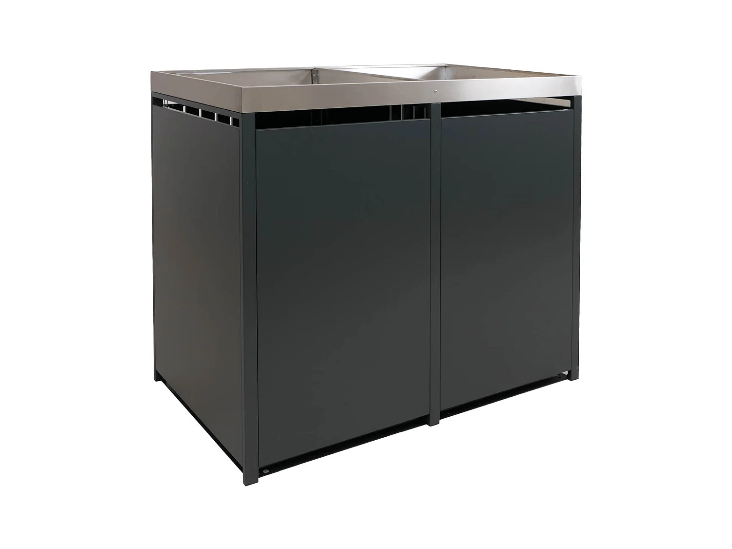 2er-Mülltonnenverkleidung MCW-O67, Anthrazit Edelstahl