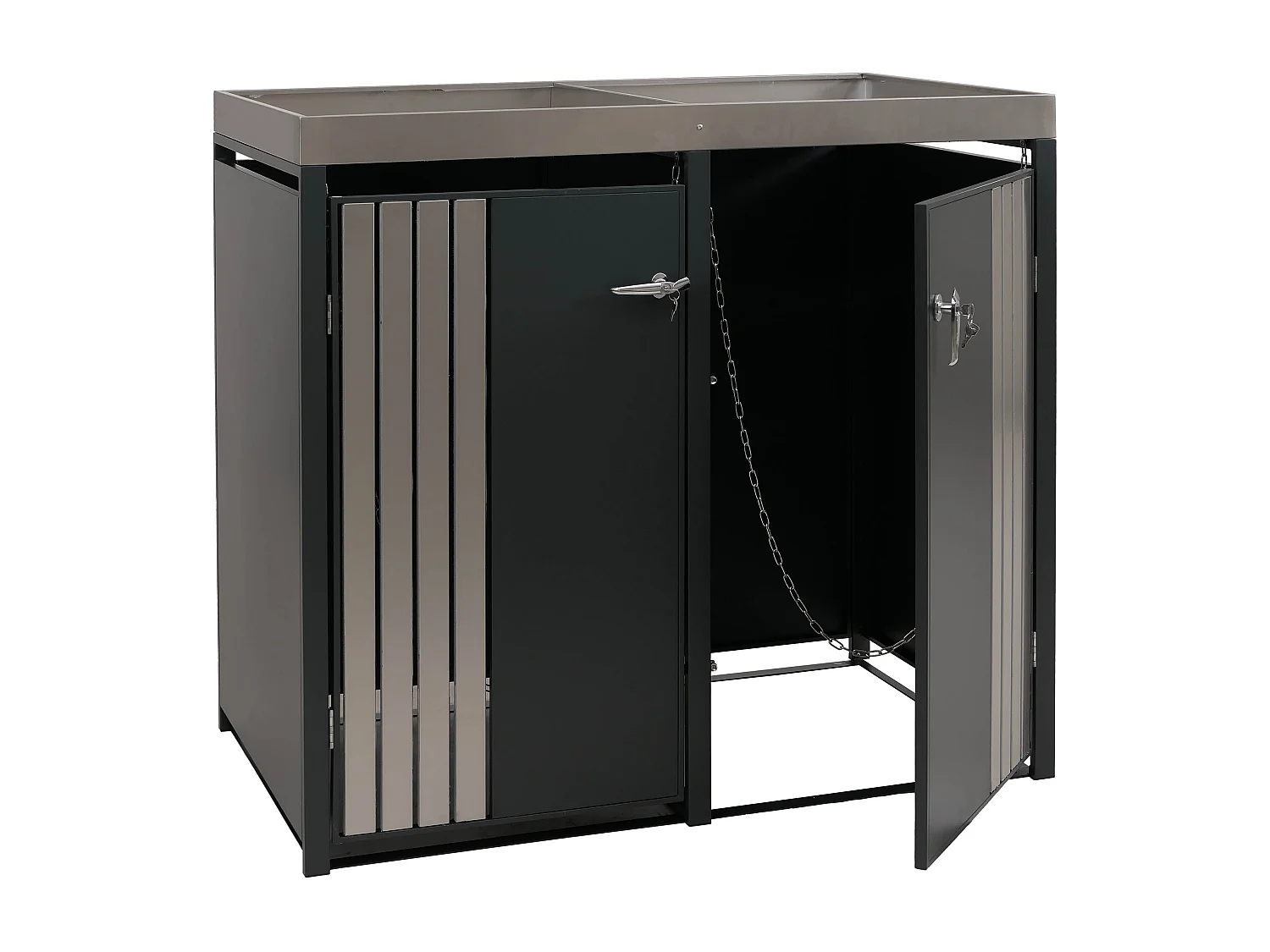 2er-Mülltonnenverkleidung MCW-O67, Anthrazit Edelstahl