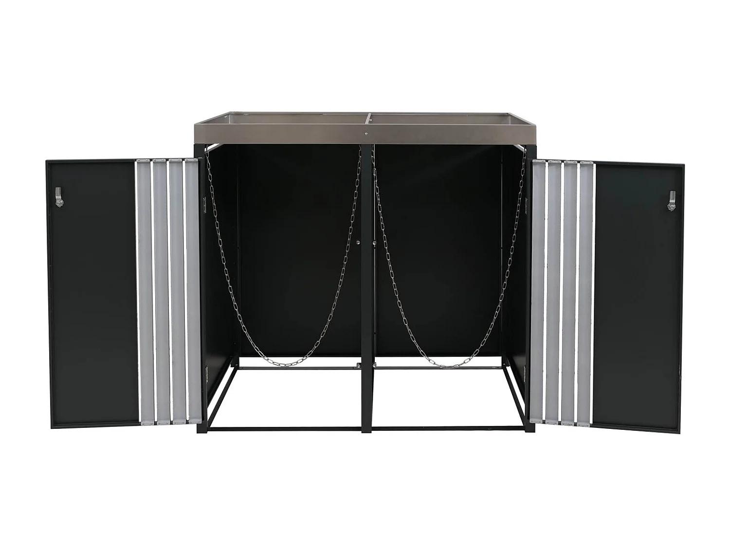 2er-Mülltonnenverkleidung MCW-O67, Anthrazit Edelstahl