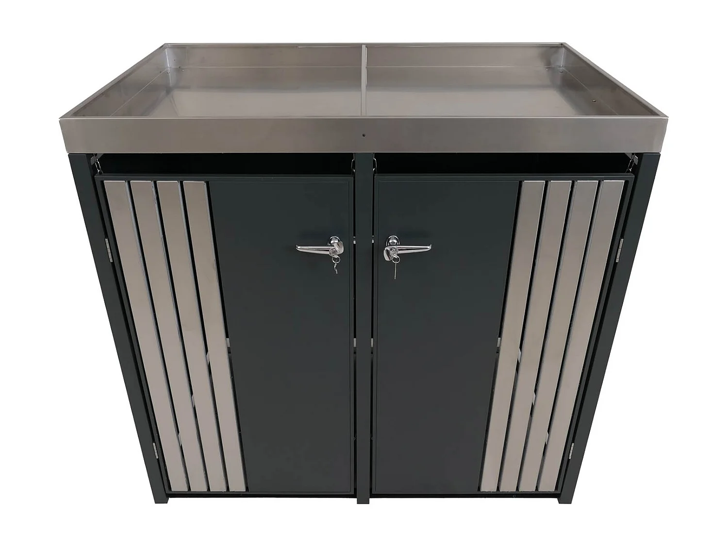 2er-Mülltonnenverkleidung MCW-O67, Anthrazit Edelstahl