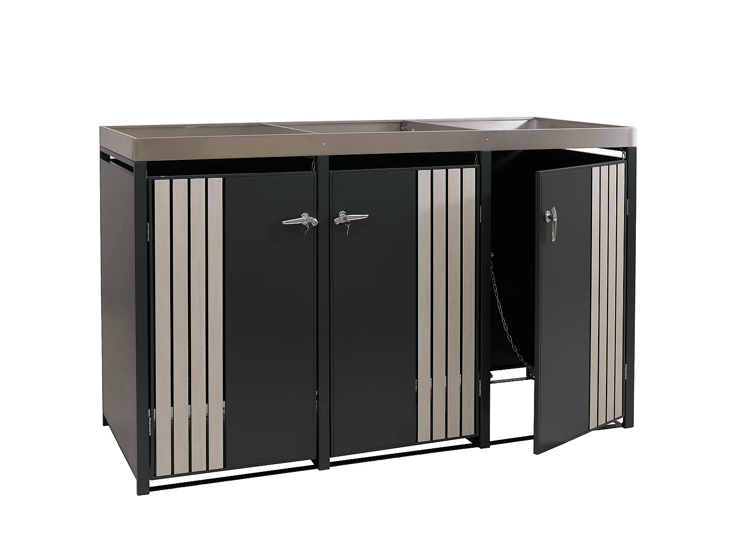 3-delige afvalbakbekleding MCW-O67,  antraciet houtlook licht