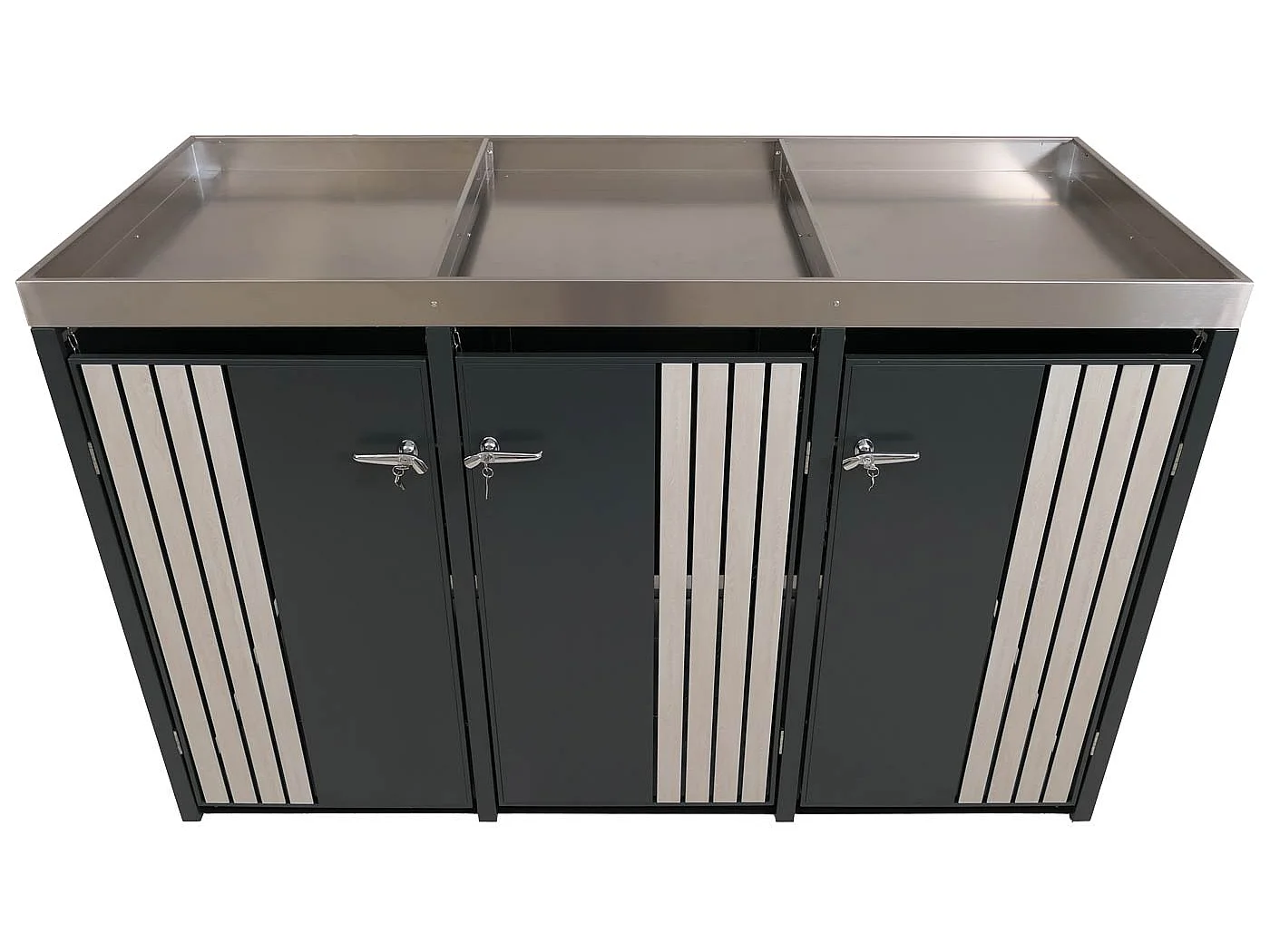 3-delige afvalbakbekleding MCW-O67,  antraciet houtlook licht