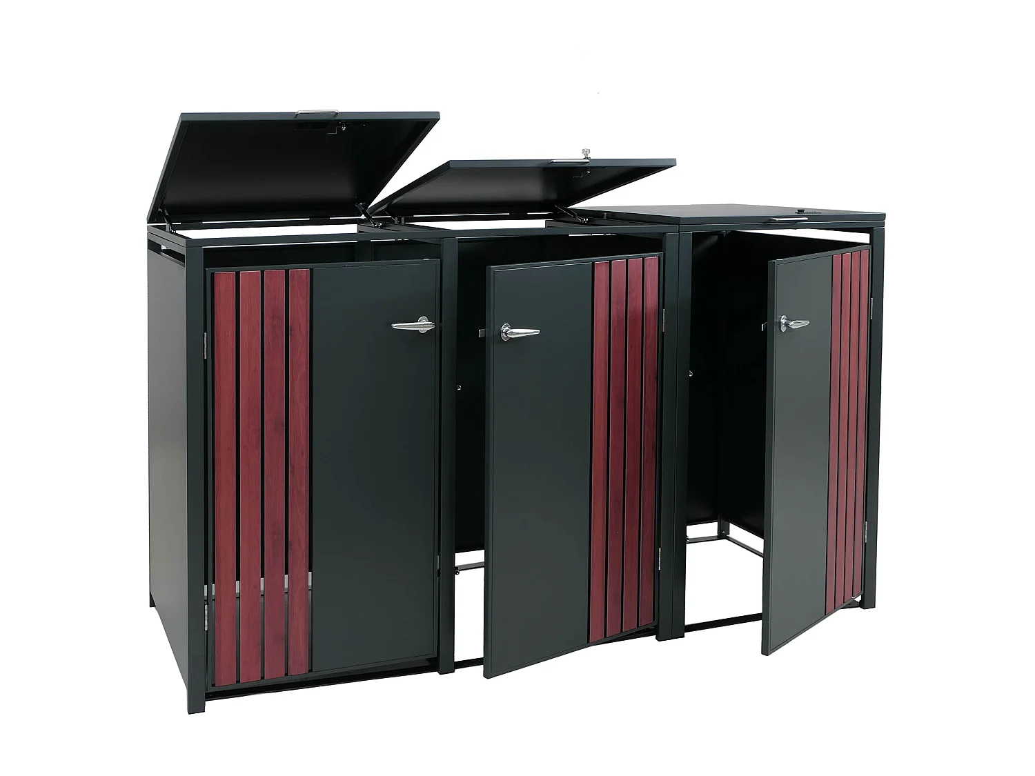 3-delige afvalbakbekleding MCW-O67,  antraciet houtlook donker