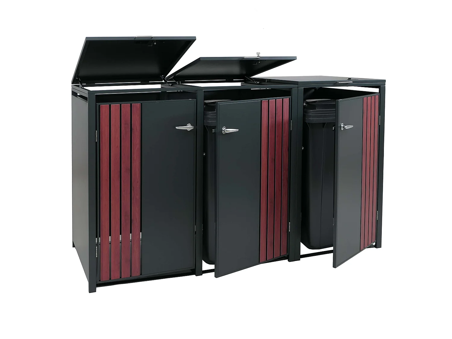 3-delige afvalbakbekleding MCW-O67,  antraciet houtlook donker