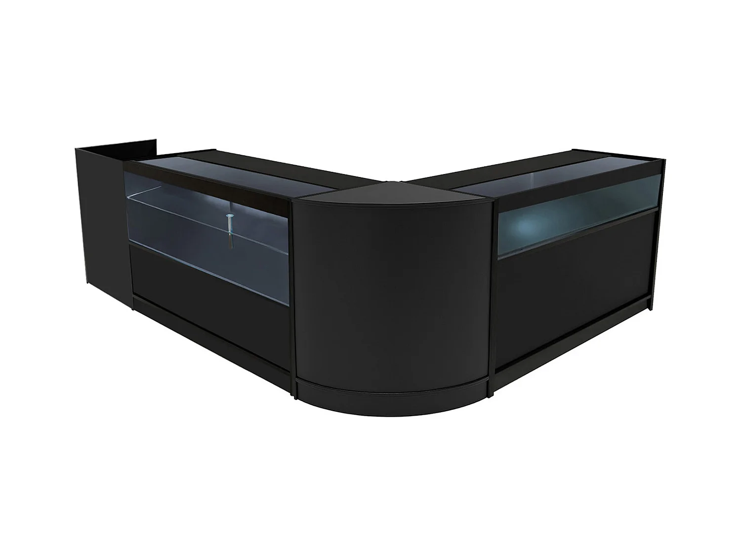 Conjunto de BalcÃµes Comerciais com Luz LED "GRAVITY" CM60 + B1500 + C1500 + TB60 â€“ cor Preto