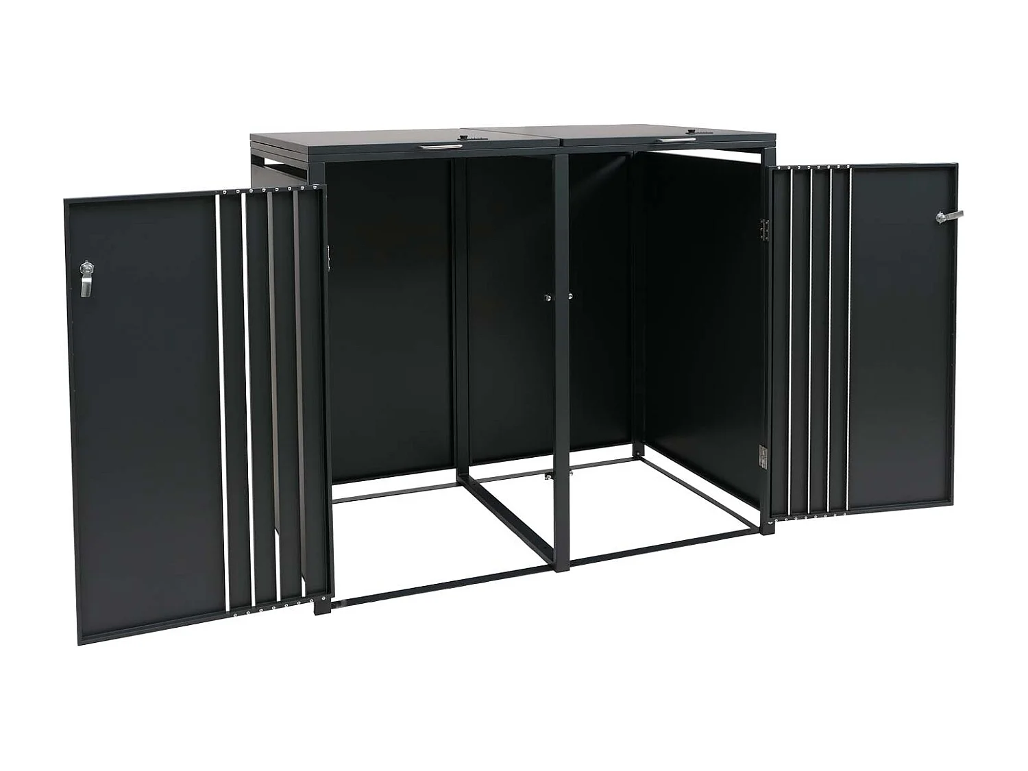 2er-Mülltonnenverkleidung MCW-O67, Anthrazit Holzoptik hell