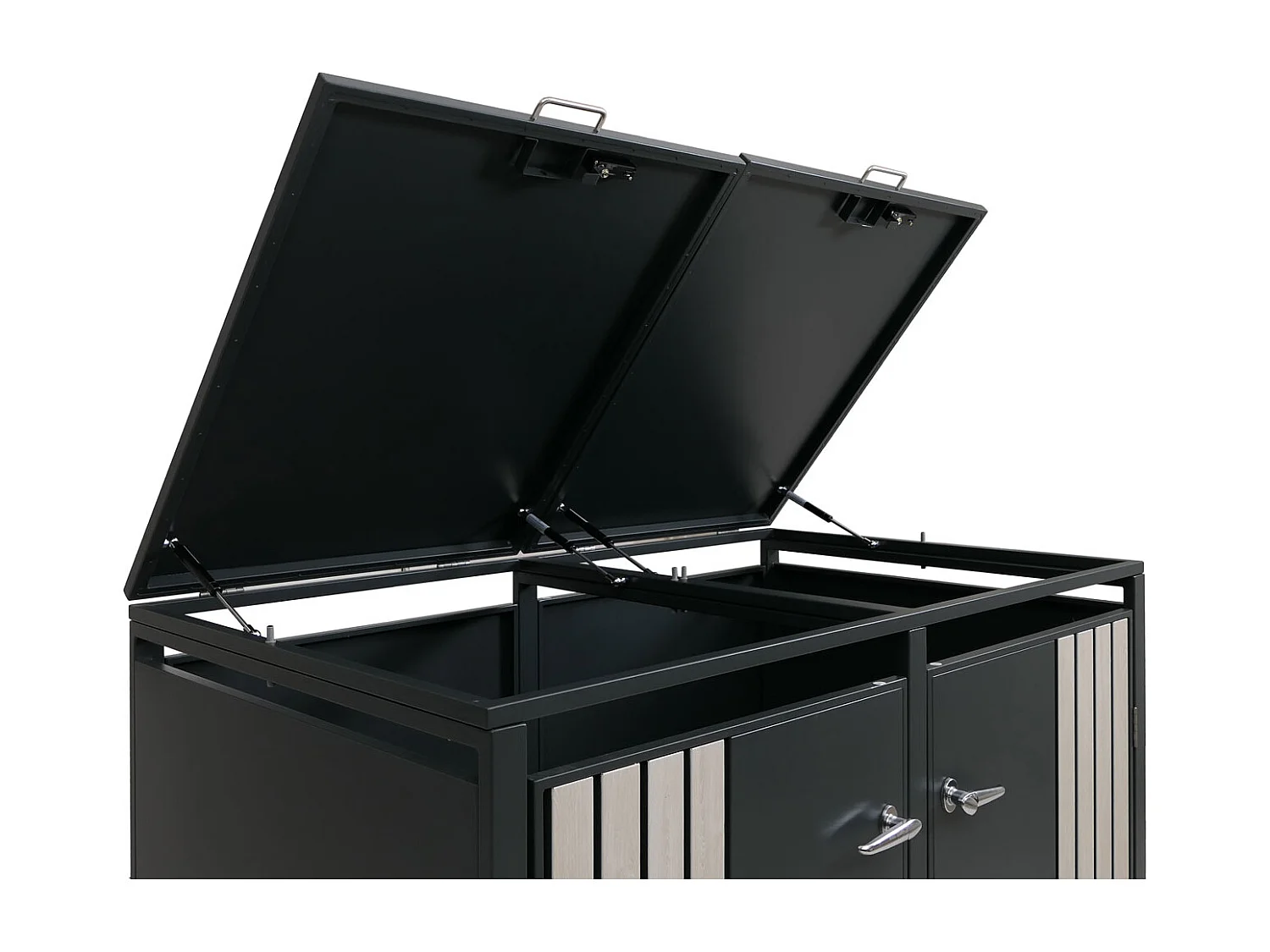 2er-Mülltonnenverkleidung MCW-O67, Anthrazit Holzoptik hell