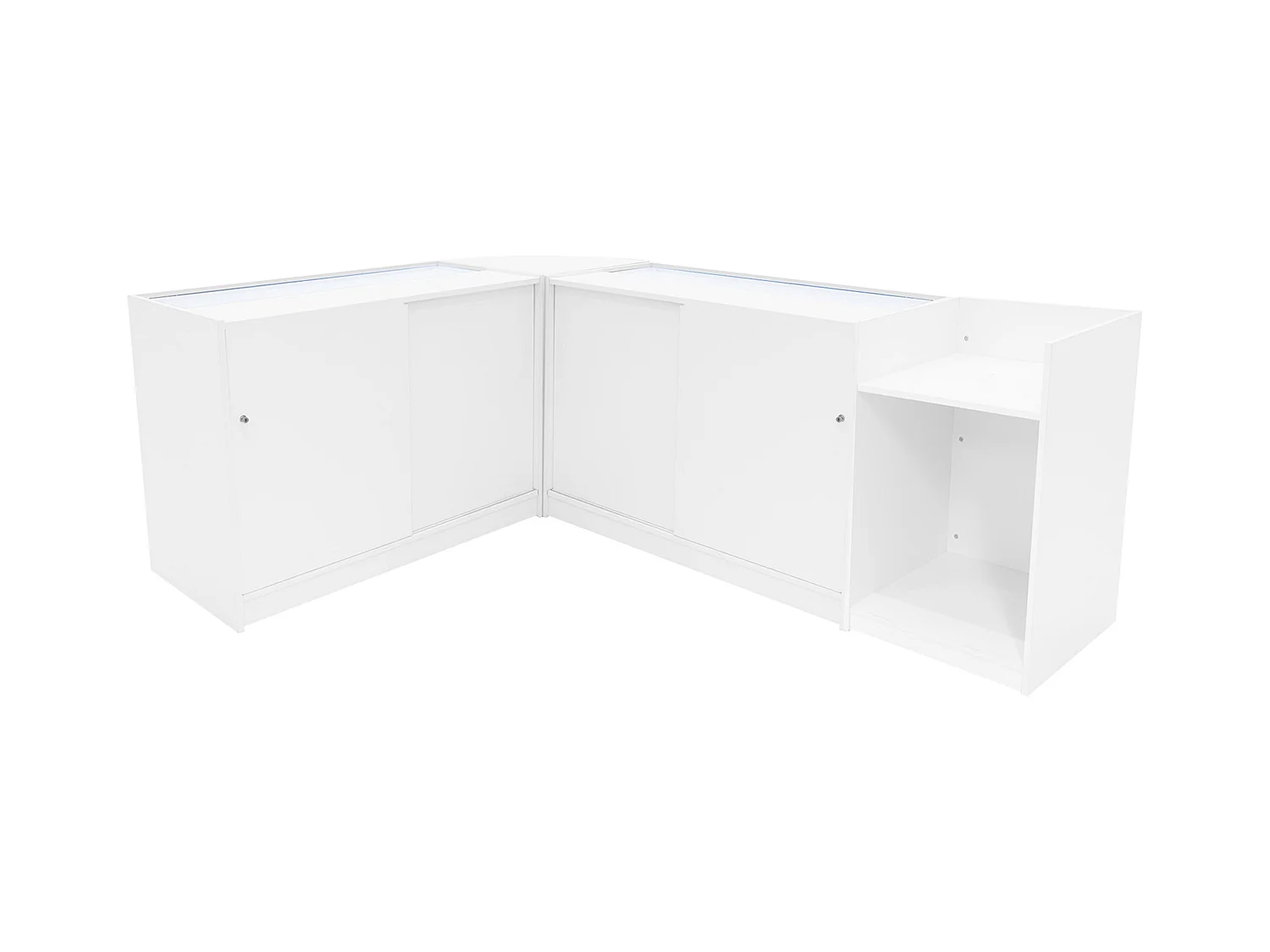 Set Mostradores Comerciales con Luz LED "THEIA"  LM60 + K1200 + C1200 + TB60 – Blanco