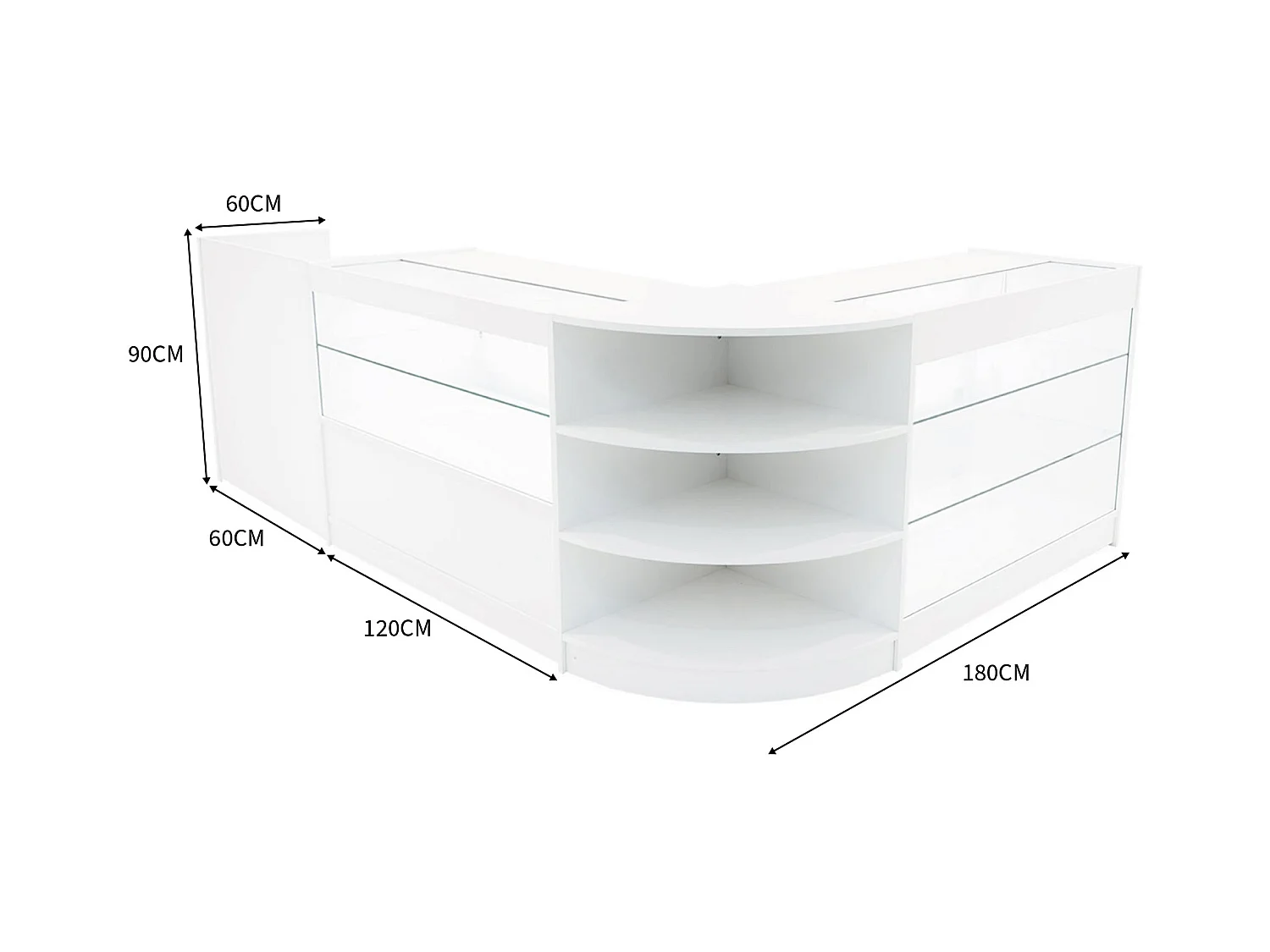 Set Mostradores Comerciales con Luz LED "THEIA"  LM60 + K1200 + C1200 + TB60 – Blanco